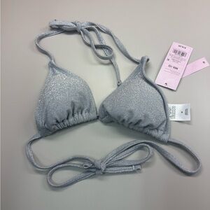 Wild Fable™ Women's Sparkle Medium Coverage Triangle Bikini Top Silver M